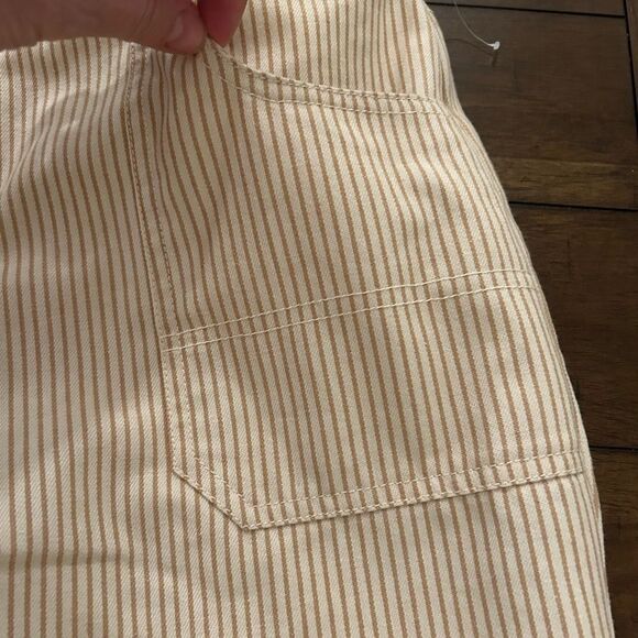 Cali 1850 Los Angeles Beige Cream Striped Wide Leg Pants Size 9 - Picture 5 of 11